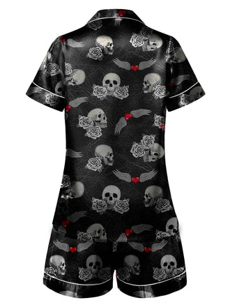 Pigiama a teschio e rosa con revers nero nni '70