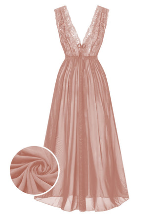 Pigiama in pizzo e rete con scollo a V profondo anni '30