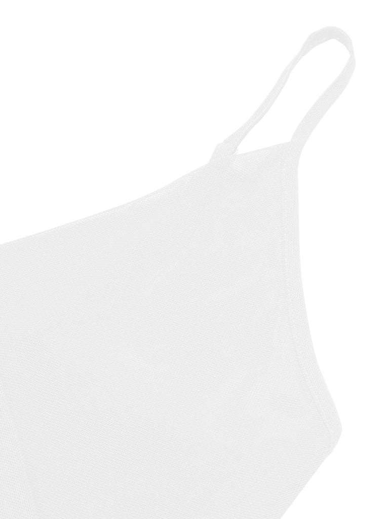 Camicia da notte trasparente volant scollo a V bianco anni '30