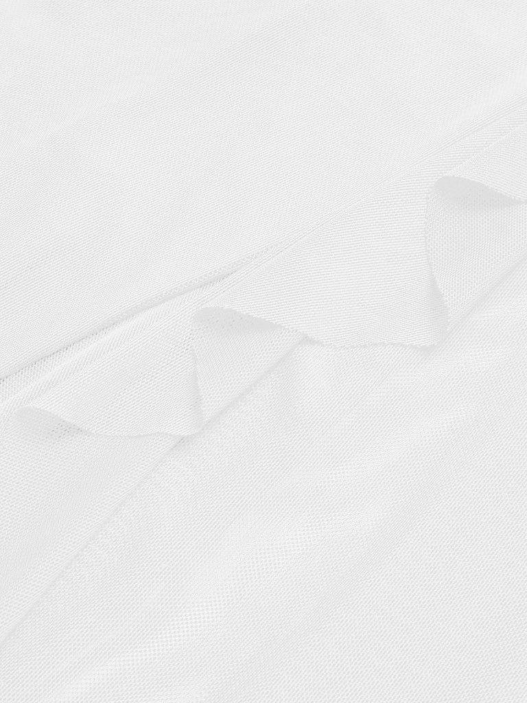 Camicia da notte trasparente volant scollo a V bianco anni '30