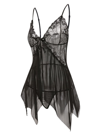 Pigiama in pizzo trasparente spalline sottili anni '70