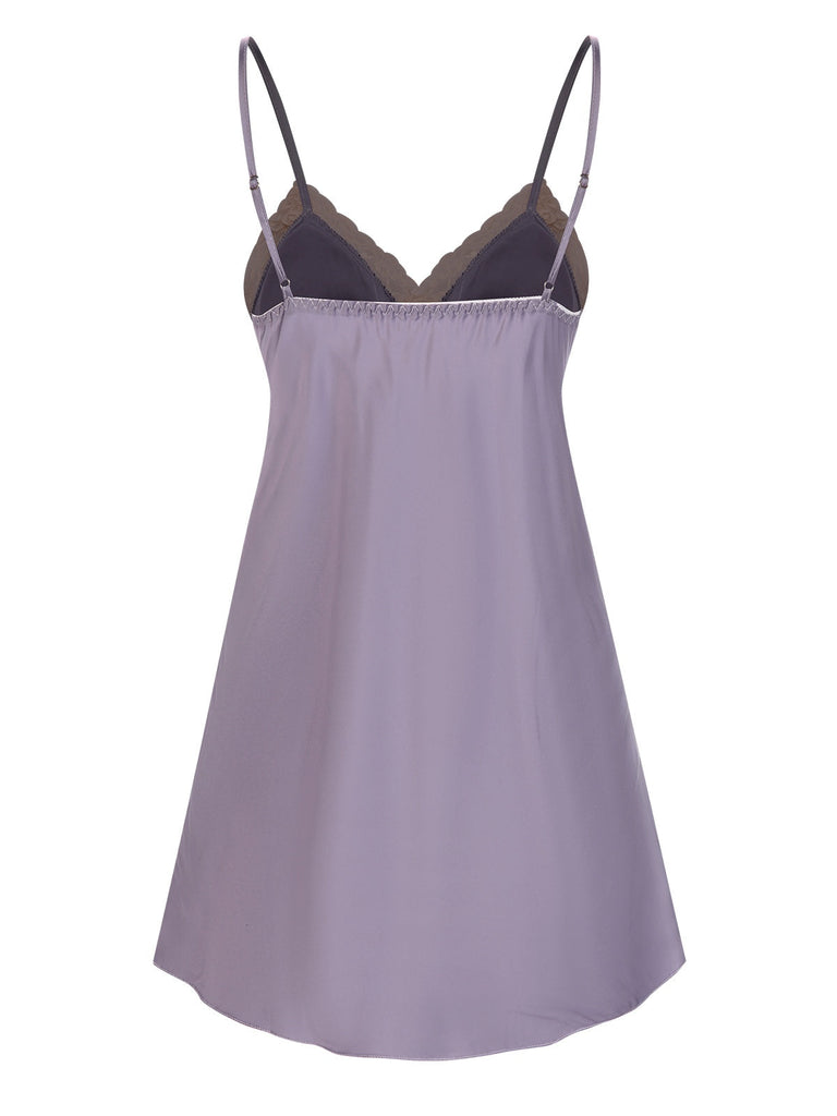 Pigiama in pizzo e raso patchwork lavanda anni '40