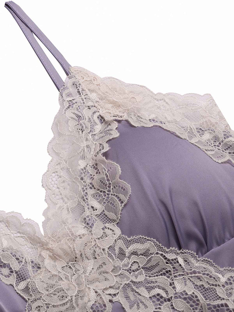 Pigiama in pizzo e raso patchwork lavanda anni '40