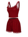 Pigiama con spalline in pizzo rosso anni '70