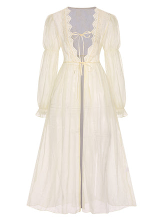 Vestaglia albicocca in pizzo in stile reale con bordi anni '50