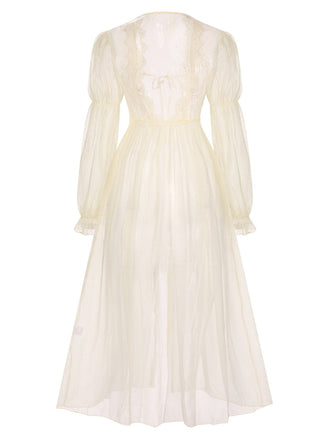 Vestaglia albicocca in pizzo in stile reale con bordi anni '50