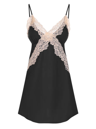 Camicia da notte in pizzo con spalline sottili anni '70