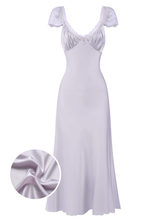 Camicia da notte in pizzo scollo a V profondo lavanda anni '30