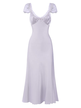 Camicia da notte in pizzo scollo a V profondo lavanda anni '30