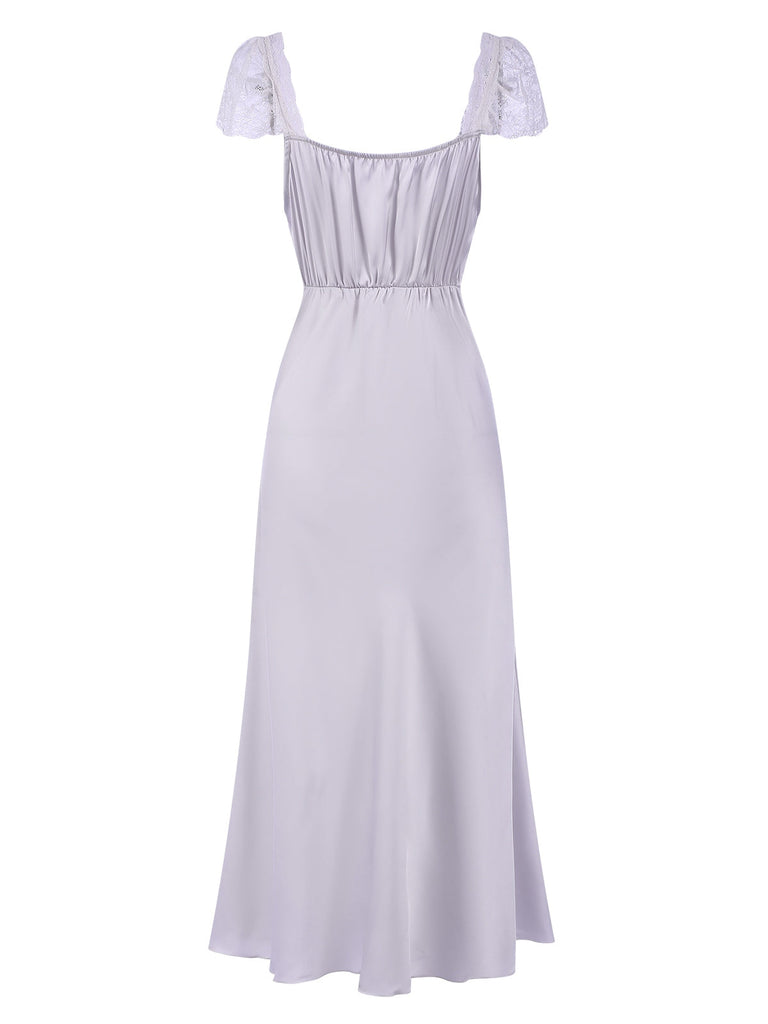 Camicia da notte in pizzo scollo a V profondo lavanda anni '30
