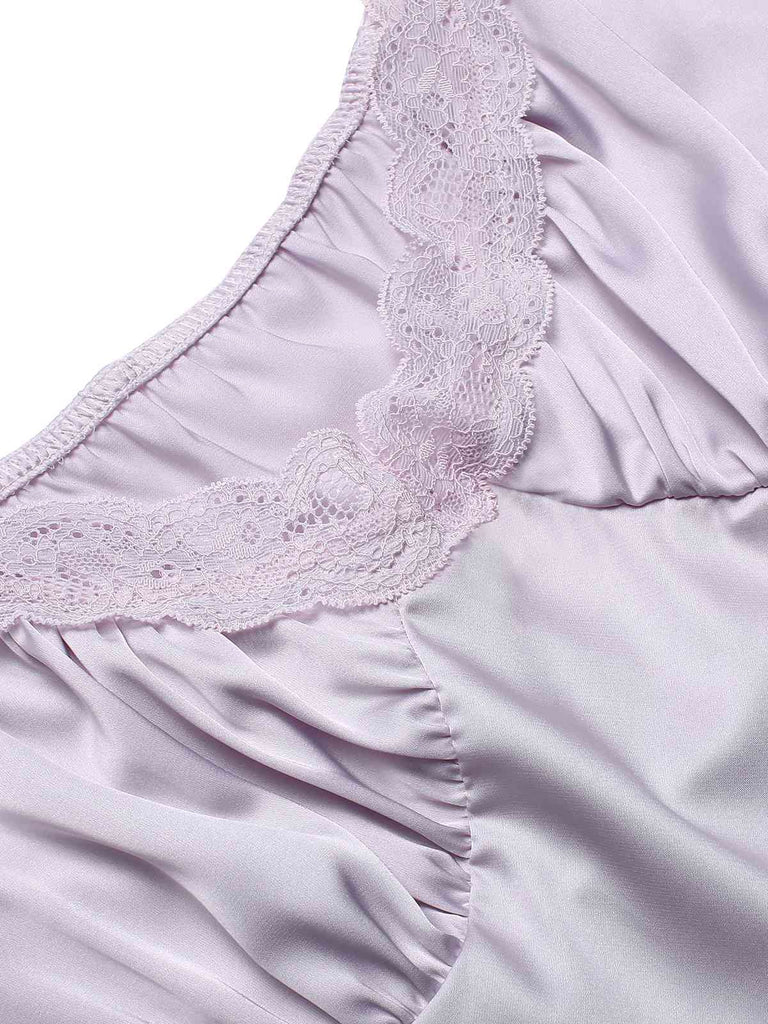 Camicia da notte in pizzo scollo a V profondo lavanda anni '30