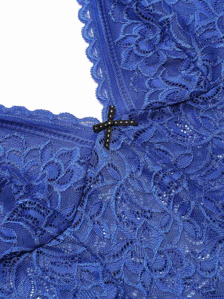 Camicia da notte in pizzo trasparente con spalline sottili anni '60