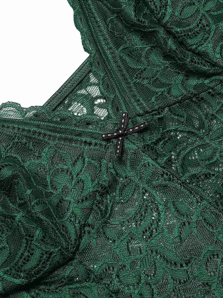 Camicia da notte in pizzo trasparente con spalline sottili anni '60