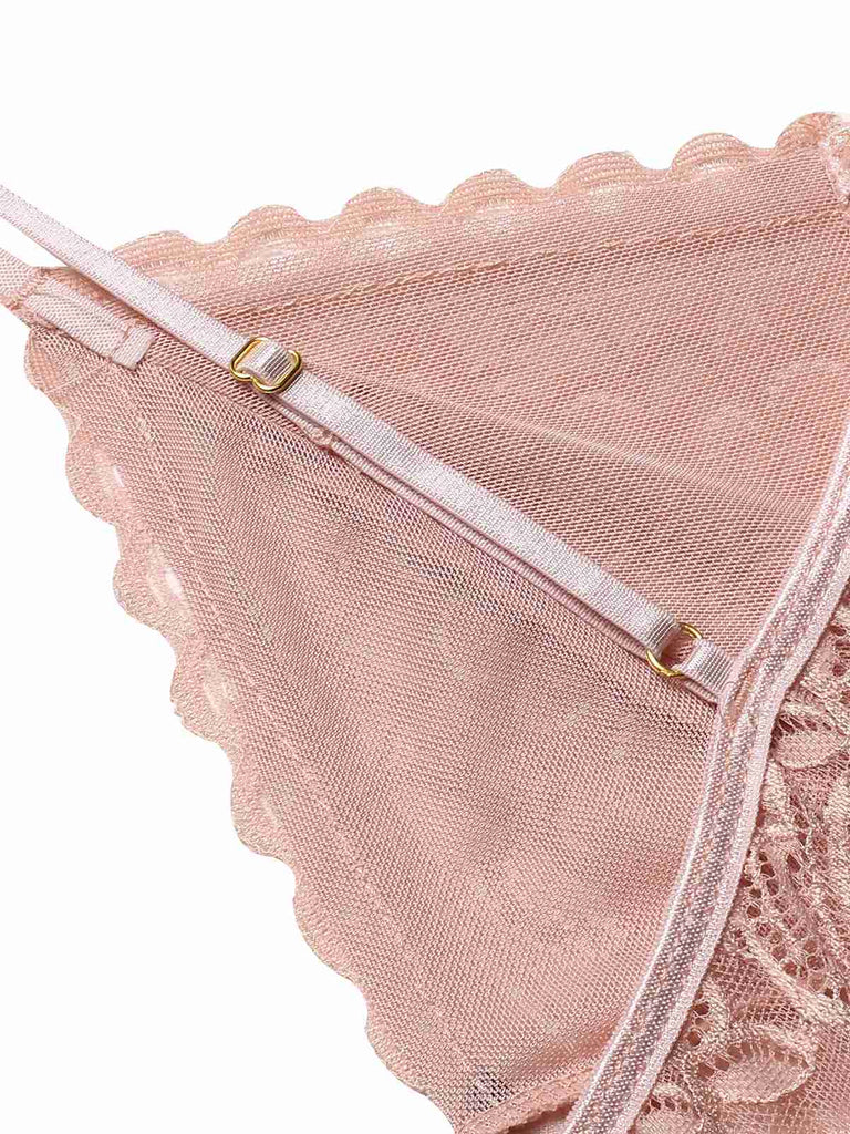 Camicia da notte in pizzo trasparente con spalline sottili anni '60