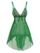 Camicia da notte trasparente in pizzo patchwork verde anni '40