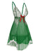 Camicia da notte trasparente in pizzo patchwork verde anni '40