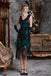 Abito flapper con paillettes e 5 accessori verde scuro anni '20