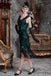 Abito flapper con paillettes e 5 accessori verde scuro anni '20