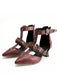 Sandali-bordeaux-vintage-in-similpelle-a-punta-con-borchie