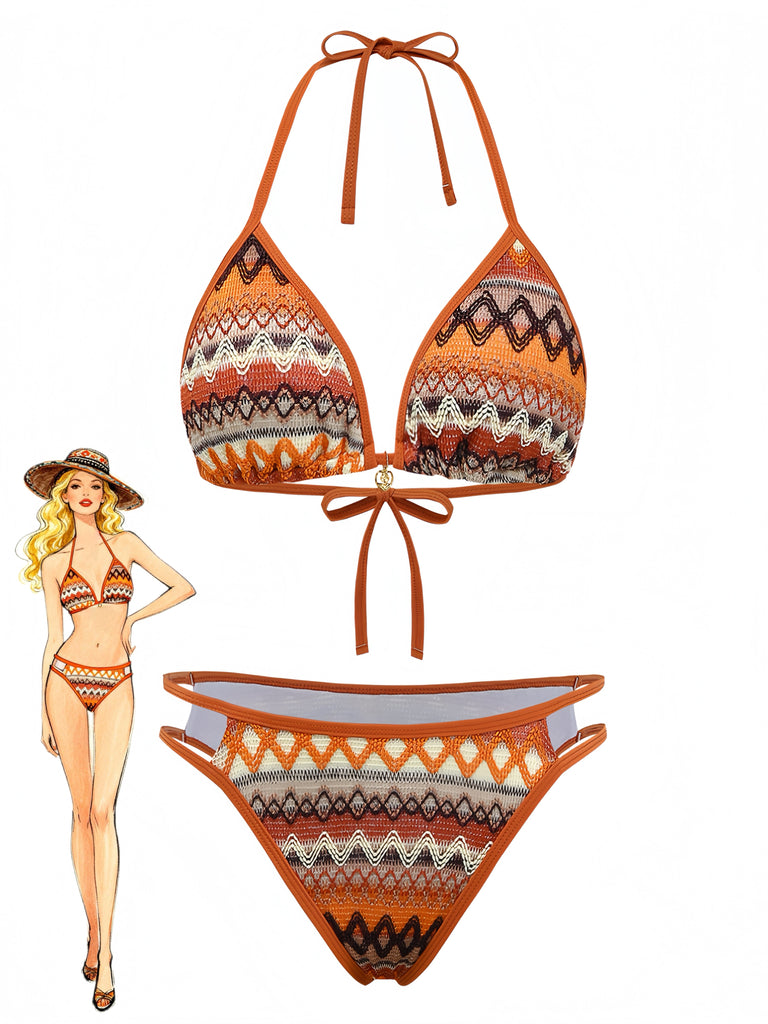 Set-Bikini-Anni '70-Bohémien-Geometri-in-Maglia