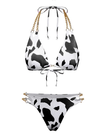 Set-Bikini-Anni '70 -con-Stampa-Mucca-a-Coste