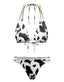 Set Bikini Anni '70 con Stampa Mucca a Coste