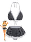 Set Bikini Nero Anni '60 a Pois in Pizzo Con Scollo All'americana