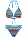 Set-Bikini-nero-Anni '70-blu-Bohémien-Geometri-in-Maglia