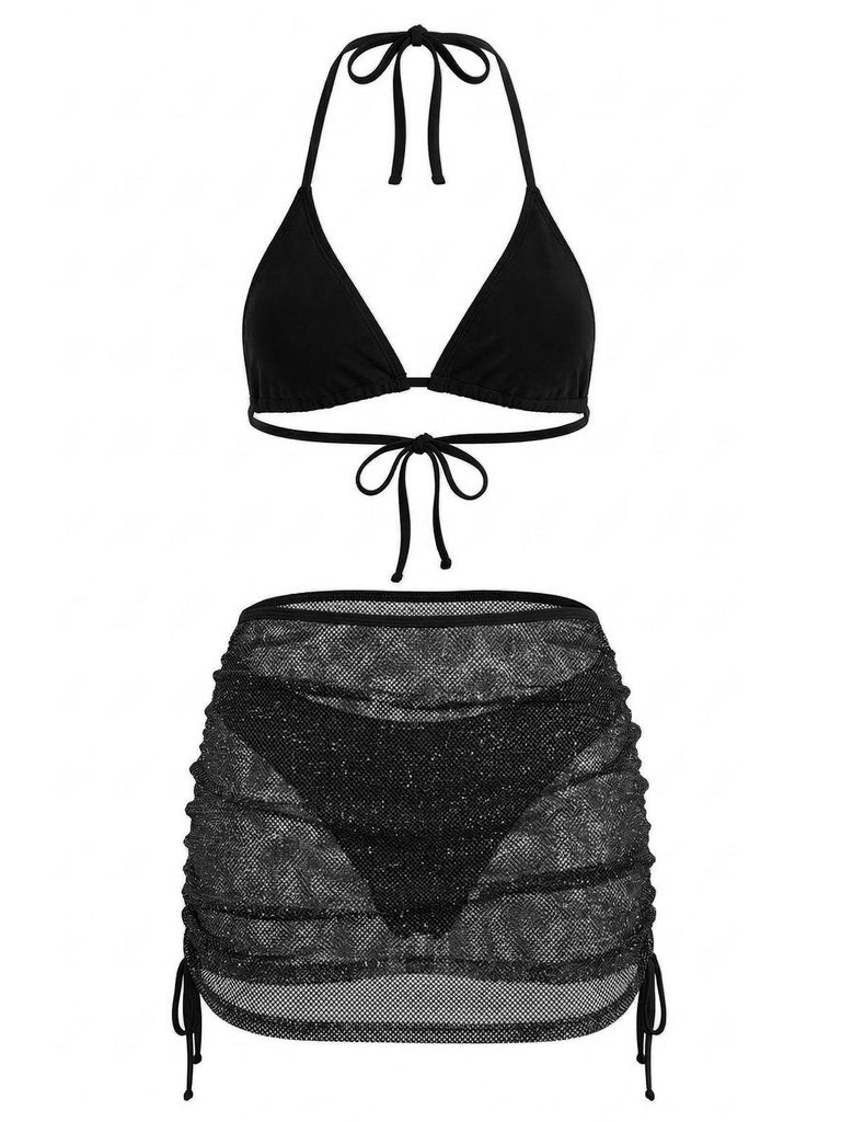 Set-Bikini-nero-con-Scollo-All'americana-e-Copricostume-in-Crochet-Anni '40