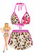 Set-Tankini-Marrone-Anni '50-Leopardato-con-Scollo-All'americana