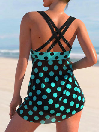 Turquoise 1980s Floral Tankini - vintage fashion, retro style