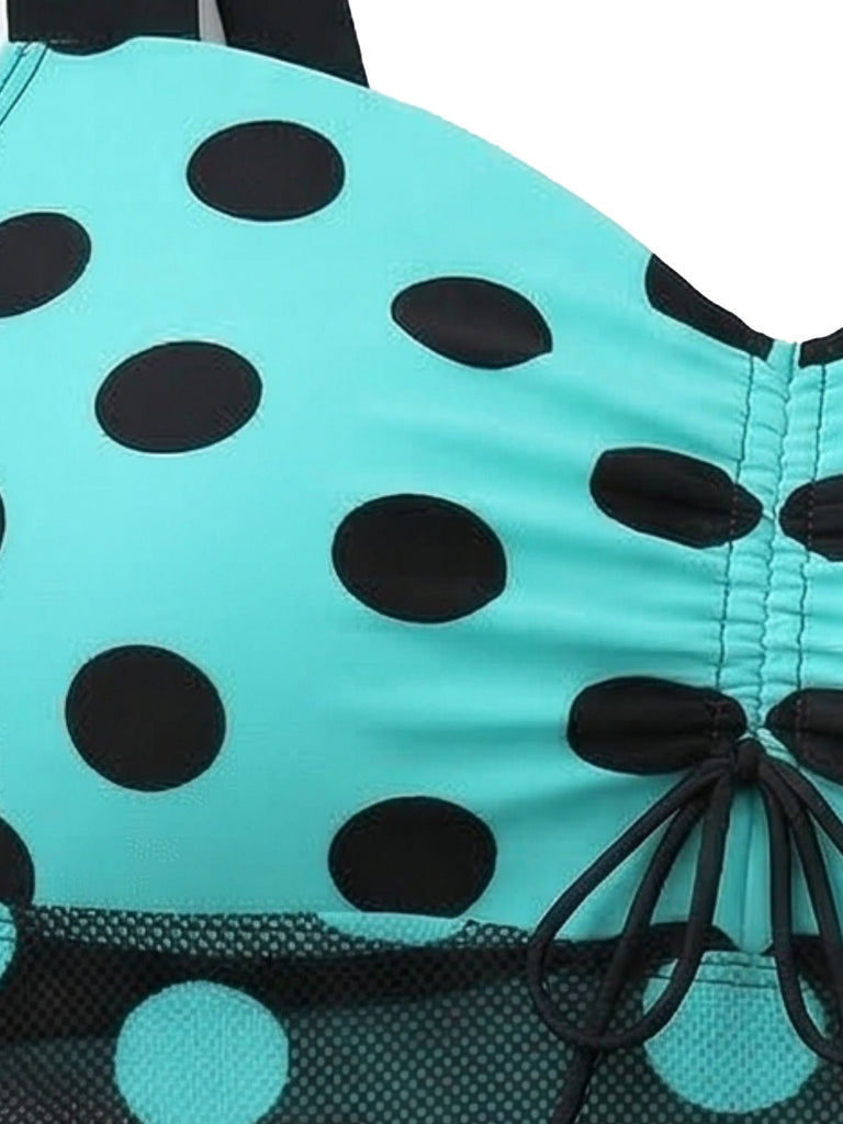 Turquoise 1980s Floral Tankini - vintage fashion, retro style