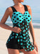 2 Pezzi Turquoise Pois Rete Tankini Set Anni '80