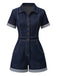 Tuta-corta-blu-scuro-anni '60-in-denim-con-colletto-a-camicia