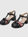 Vintage Floral Bow Round Toe T-Strap Mary Jane Sandals - vintage fashion, retro style
