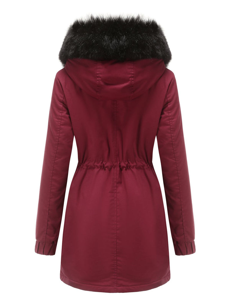 Cappotto con cerniera e rifiniture in pelliccia anni '50