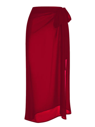 Copricostume in chiffon tinta unita protezione solare bordeaux anni '60