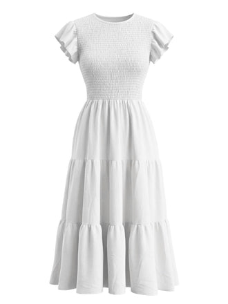 [Pre-Vendita] Abito Smock con Volant a Strati e Maniche Fluttuanti Bianco Anni '40 2