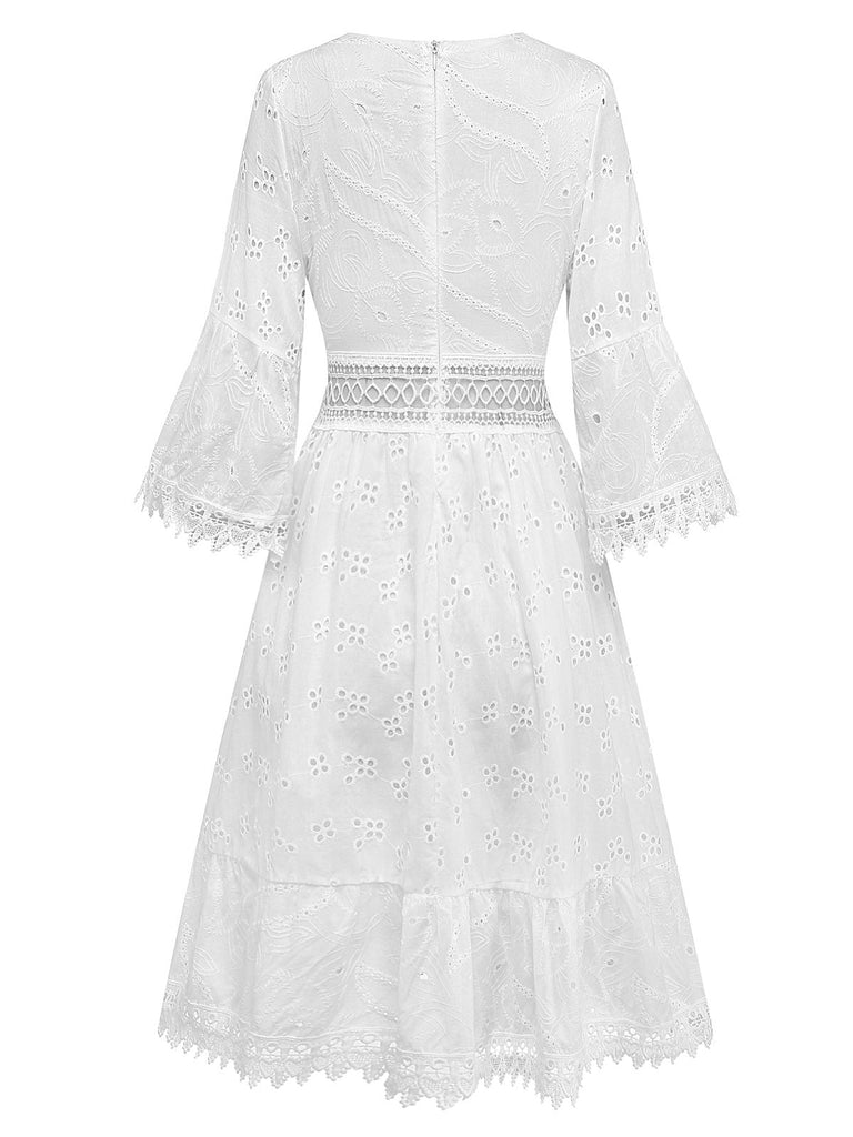 Abito Copricostume Anni '40 Bianco con Nappe e Ricamo