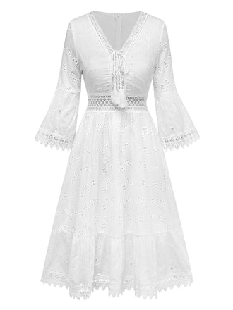 Abito Copricostume Anni '40 Bianco con Nappe e Ricamo