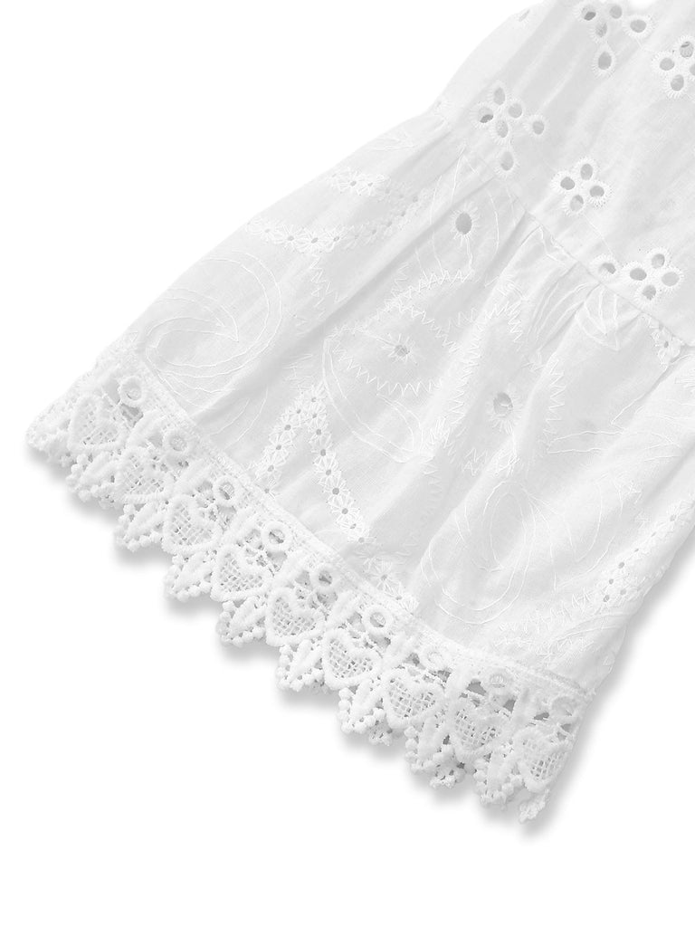 Abito Copricostume Anni '40 Bianco con Nappe e Ricamo