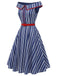 [Pre-Sale] White 1950s Striped Off Shoulder Swing Dress, vintage dress, retro fashion, rockabilly, pin-up fashion - perfect for women who love vintage and retro fashion