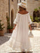 Abito Bianco Boho Spalle Scoperte in Pizzo a Balze Anni '70 2