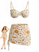 Set Bikini Floreale Tropicale con Allacciatura al Collo e Incrocio Anni '40