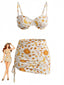 Set Bikini Giallo Anni '70 Stampa Celestiale e Copricostume