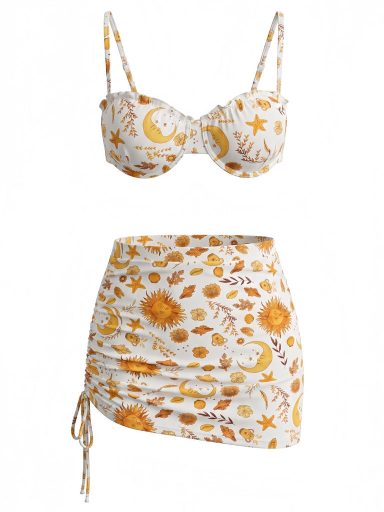 Set Bikini Floreale Tropicale con Allacciatura al Collo e Incrocio Anni '40 2