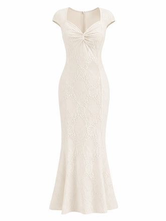 [Pre-Sale] Yellow 1970s Lace Mermaid Dress 2