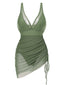 Costumi intero in rete trasparente con spalline verde anni '50