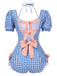 Costumi intero plaid con fiocco e maniche a sbuffo anni '50