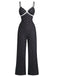 Tuta lunga in pizzo a pois con spalline nero anni '40